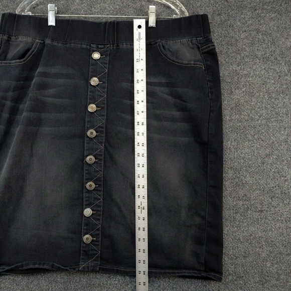 Be Girl Women's Mini Skirt Black 3XL Black Denim Button Front Pencil Stretch - Picture 11 of 12